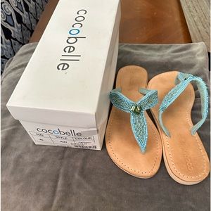 Cocobelle beaded leather sandals, turquoise sz9